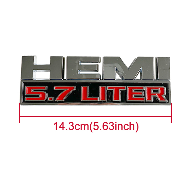 Dodge RAM 1500 2013-2018 Emblem Badge Ram 1500 5.7 Liter HEMI 3D Sticker Decal Matte Black Red 4PCS SET