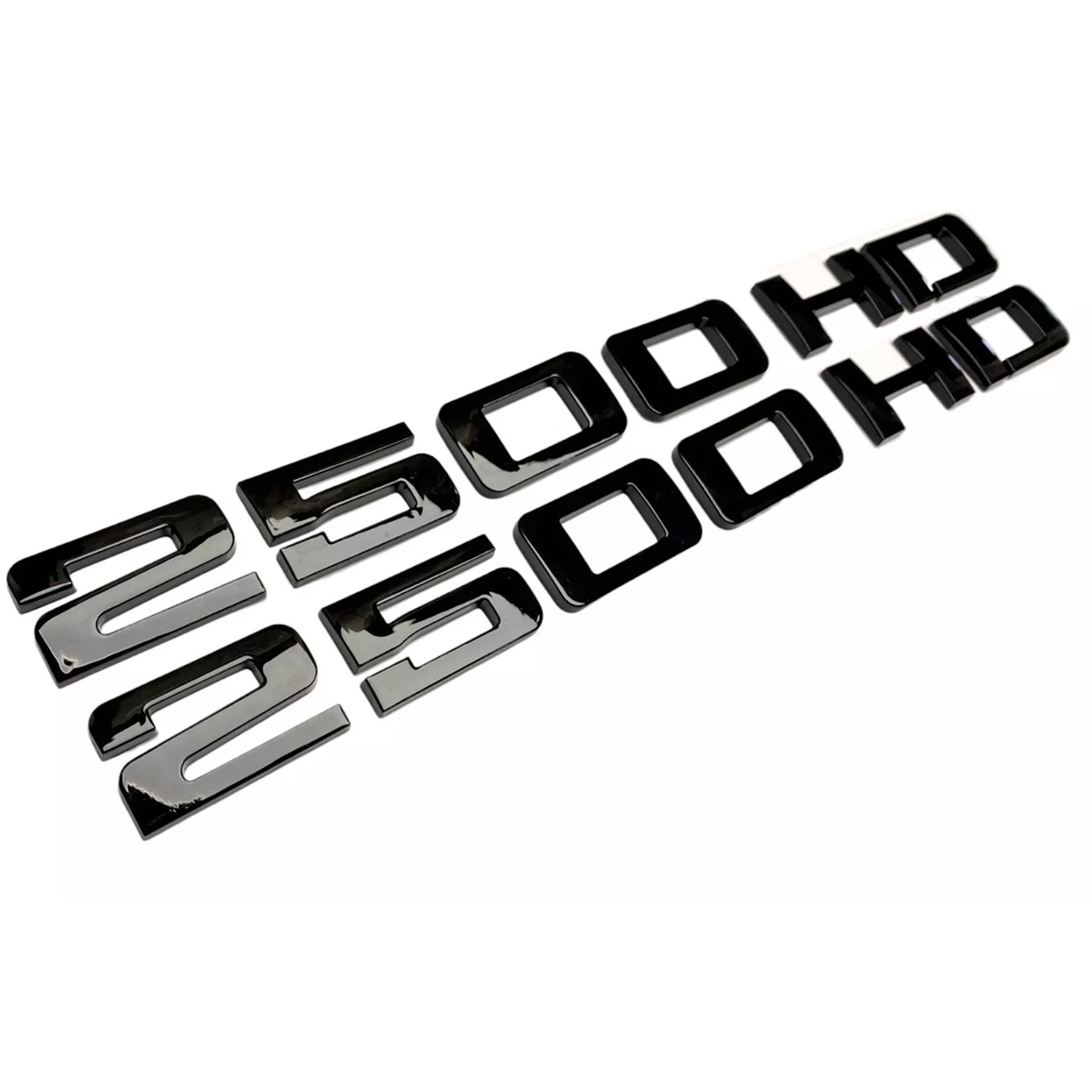 2PCS Silverado 2500HD Plastic Front Door Side Letter Gloss Black Chevrolet