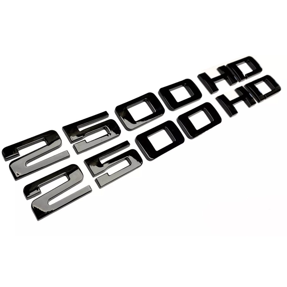 2PCS Silverado 2500HD Plastic Front Door Side Letter Gloss Black Chevrolet