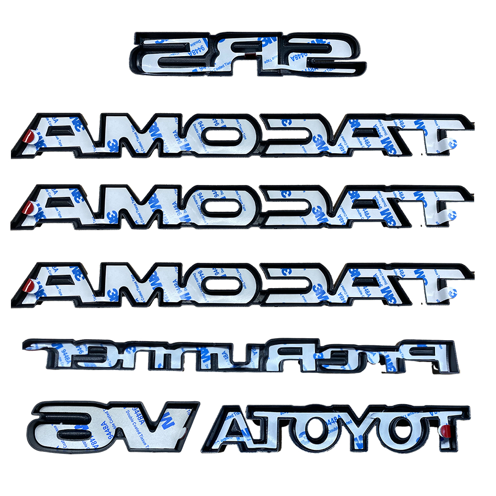 7pcs 2005-2015 Tacoma Tailgate V6 SR5 Emblem Overlay Kit Rear Trunk Badge Matte Black Toyota 
