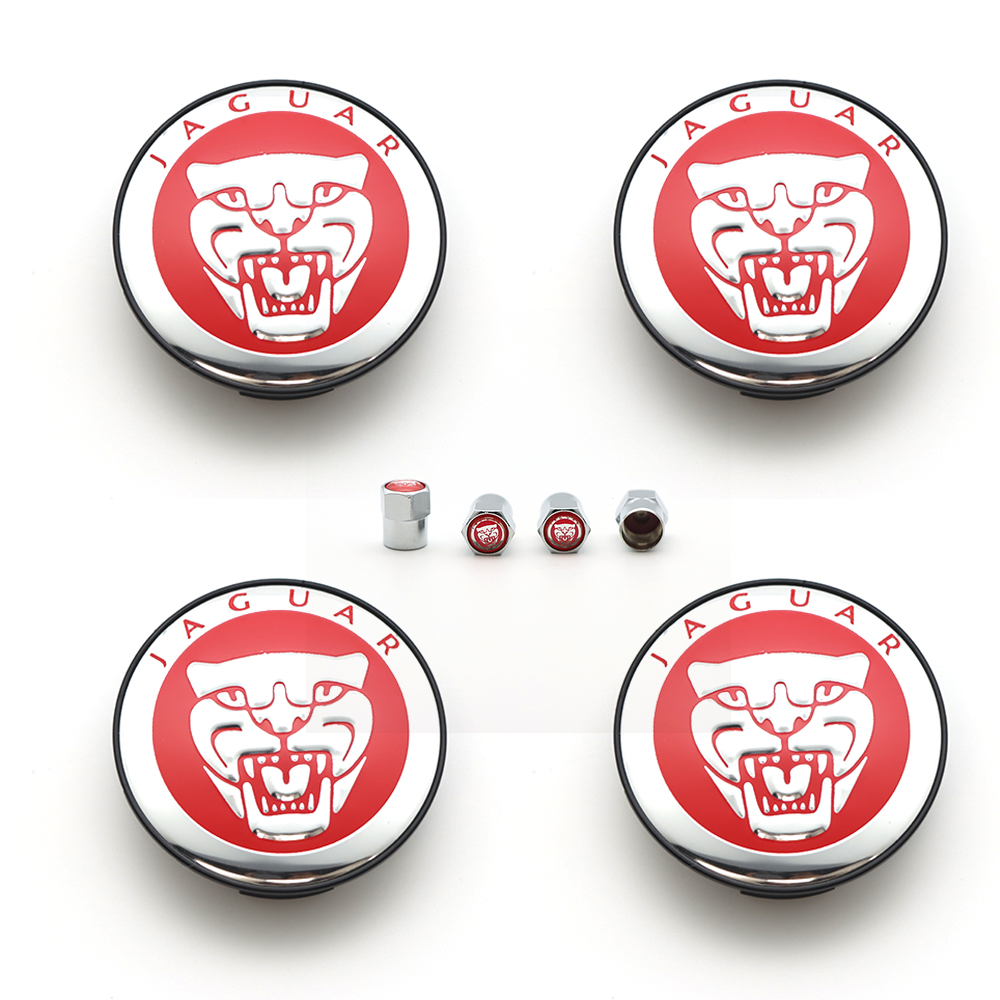 4Pcs 2010-2023 XJ XJR F-Type XF XE F-PACE I-PACE Wheel Center Caps 58mm Red Chrome Set Jaguar Rim Hub Center Cap
