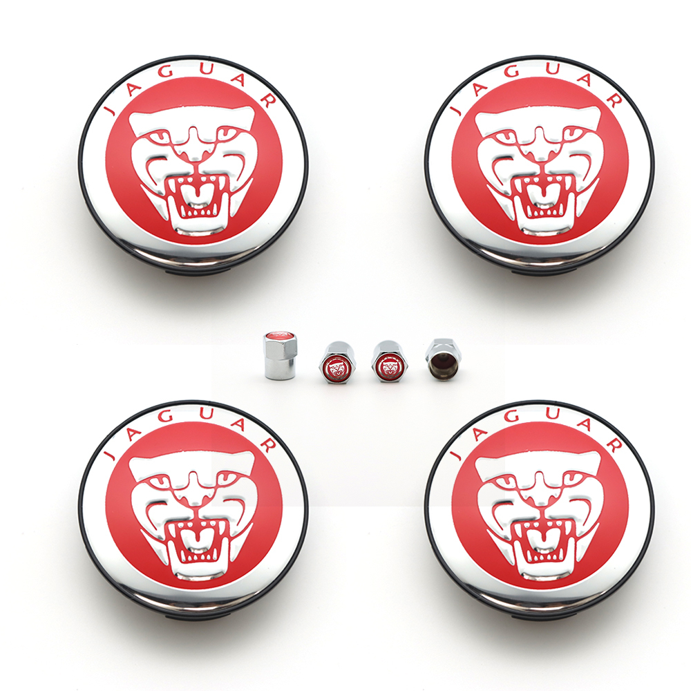 4Pcs 2010-2023 XJ XJR F-Type XF XE F-PACE I-PACE Wheel Center Caps 58mm Red Chrome Set Jaguar Rim Hub Center Cap