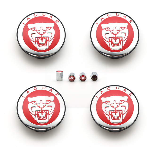 4Pcs 2010-2023 XJ XJR F-Type XF XE F-PACE I-PACE Wheel Center Caps 58mm Red Chrome Set Jaguar Rim Hub Center Cap