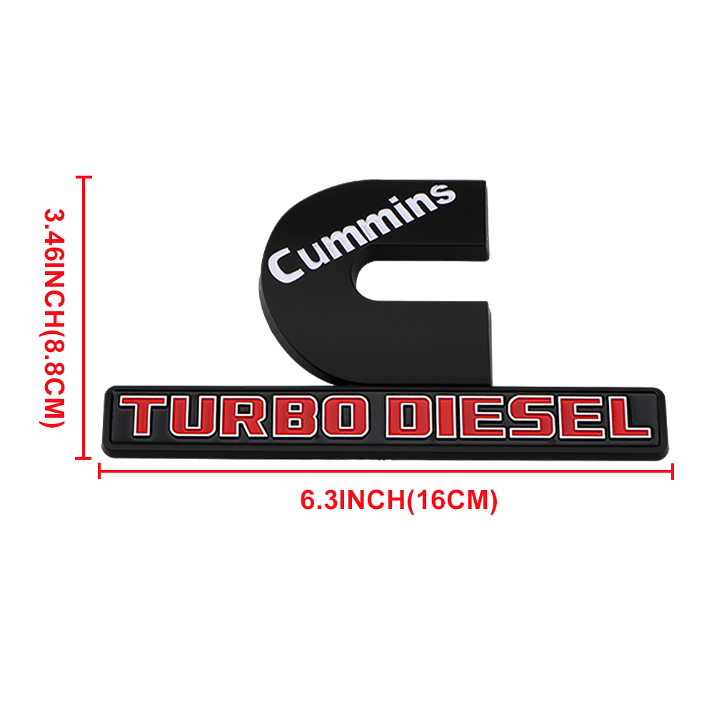 Dodge RAM 3500 2011-2018 Emblem Badges Nameplate RAM 3500 HEAVY DUTY 4X4 Cummins Turbo Diesel Matte Black Red 5PCS SET