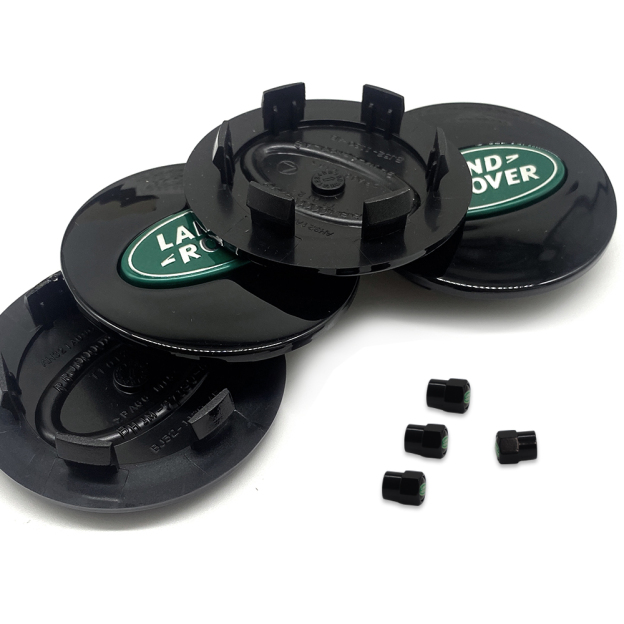 Set of 4 For Range Rover Green Wheel Center Hubcaps 63mm w/Tire Valve Stem Caps