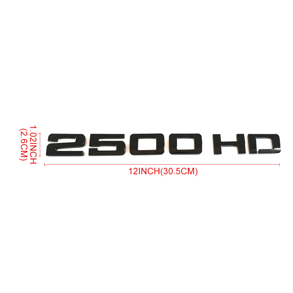 2PCS Silverado 2500HD Plastic Front Door Side Letter Gloss Black Chevrolet