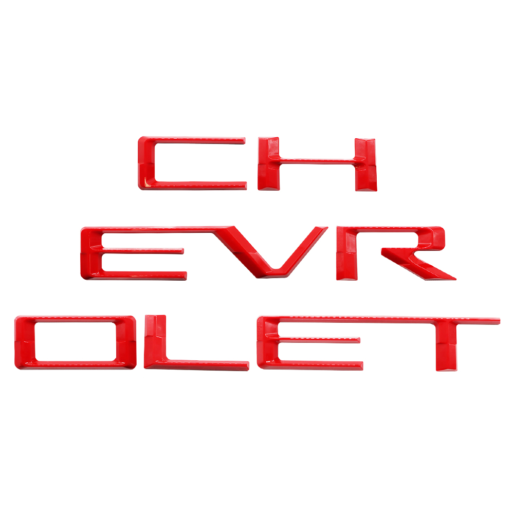 2019-2026 Silverado 1500 2500/3500HD ABS Plastic Tailgate Insert Letter Gloss Red Chevrolet