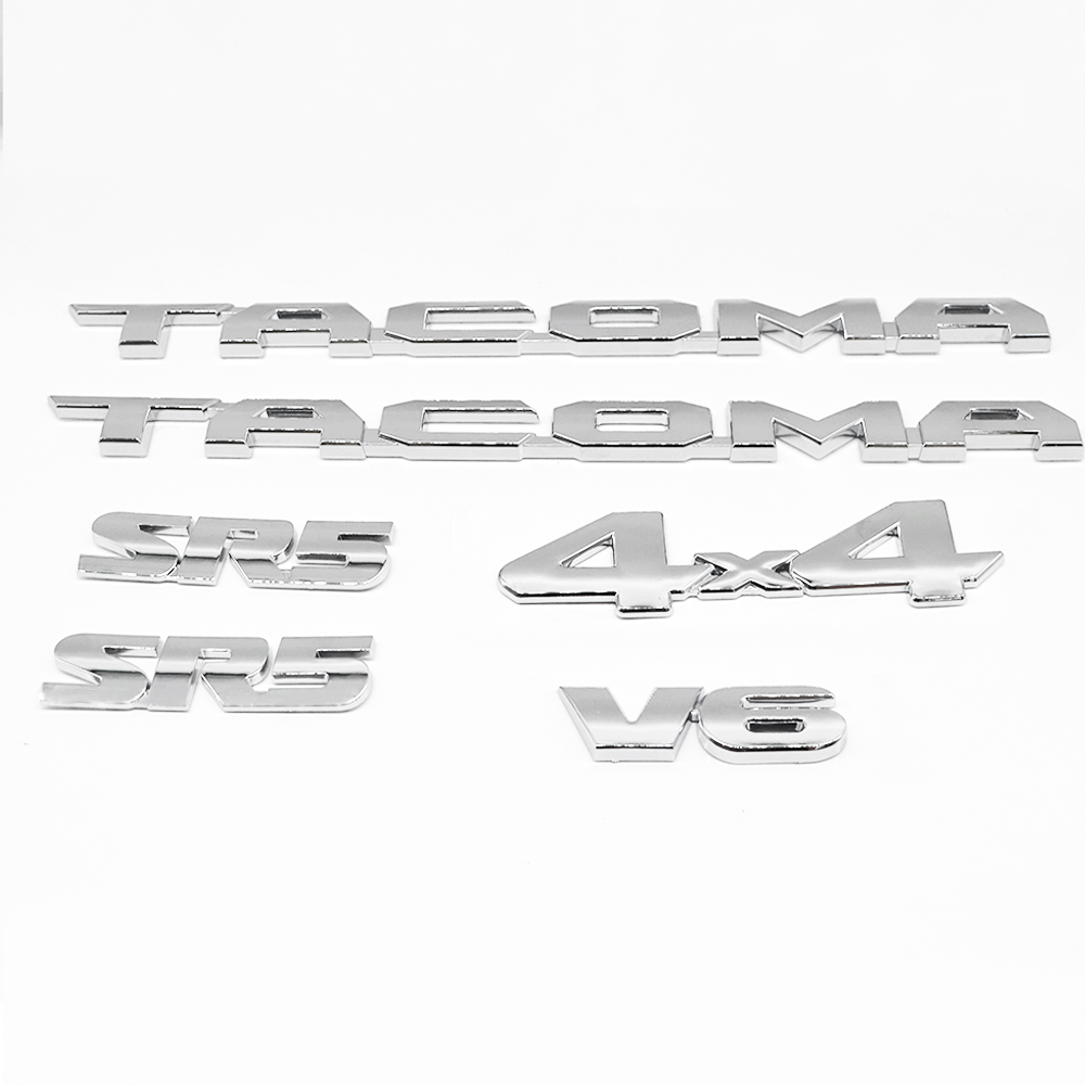 6PCS 2016-2023 Tacoma Emblem 3D Badge Letters Kit SR5 V6 4x4 Gloss Chrome Toyota
