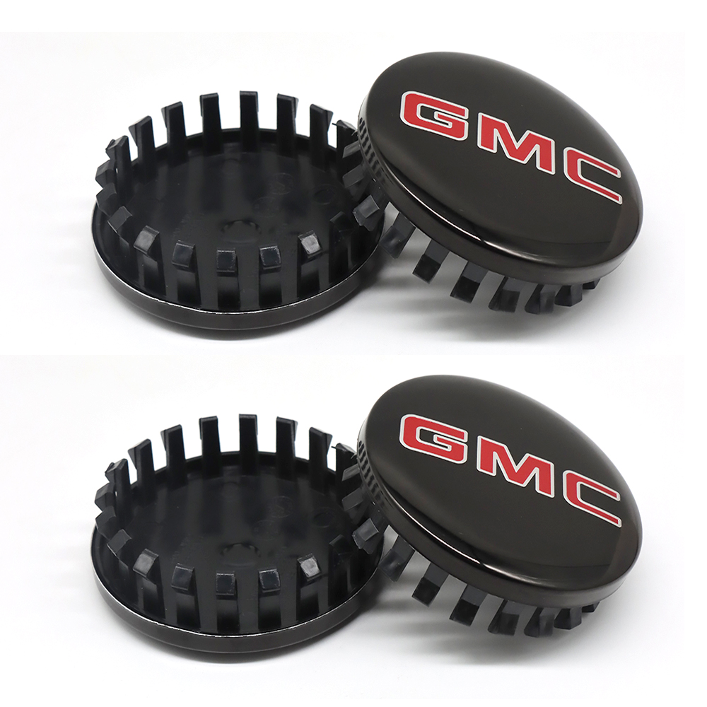 4PCS 2014-2020 Sierra Yukon Denali Plastic 83mm Wheel Center Caps Black Red GMC
