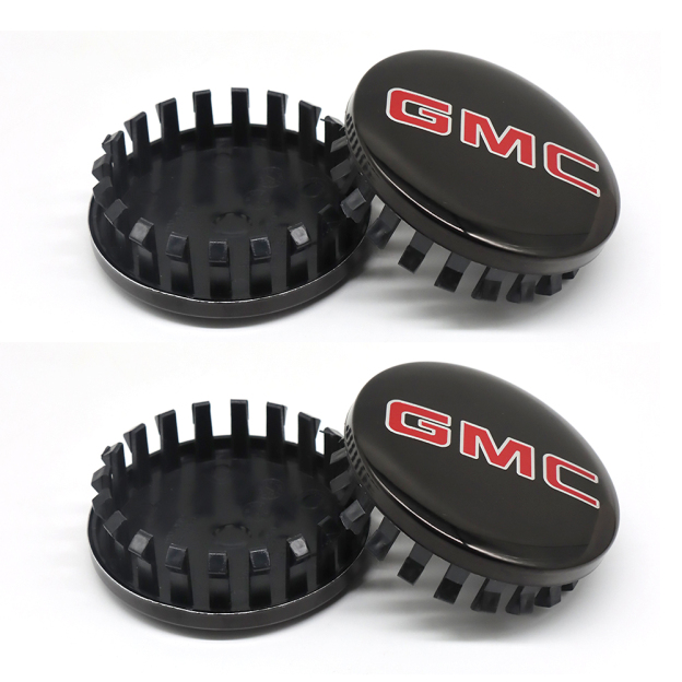 4PCS 2014-2020 Sierra Yukon Denali Plastic 83mm Wheel Center Caps Black Red GMC
