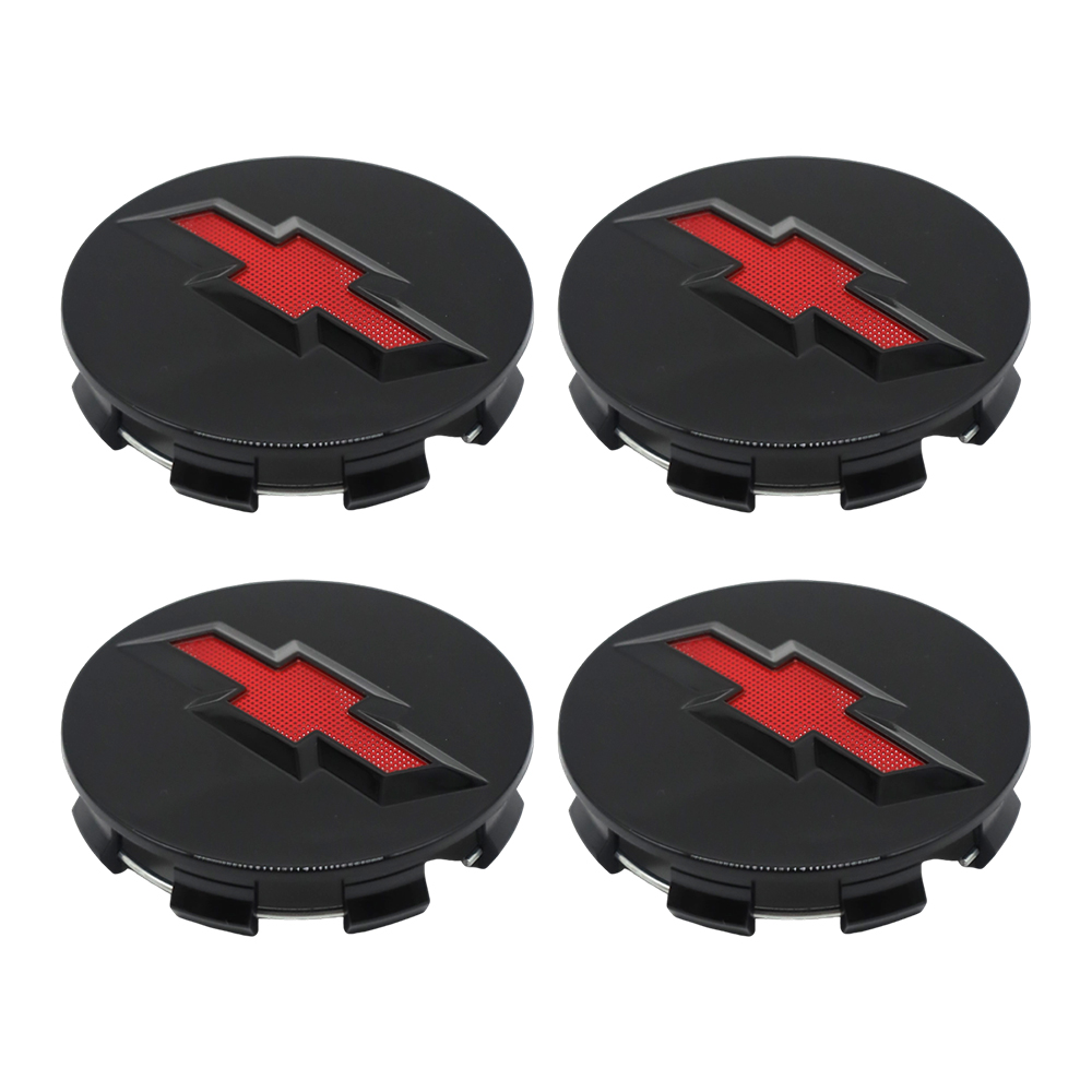 4Pcs 2014-2022 Suburban Silverado Tahoe ABS Plastic Wheel Center Caps Black Red Chevrolet 83mm