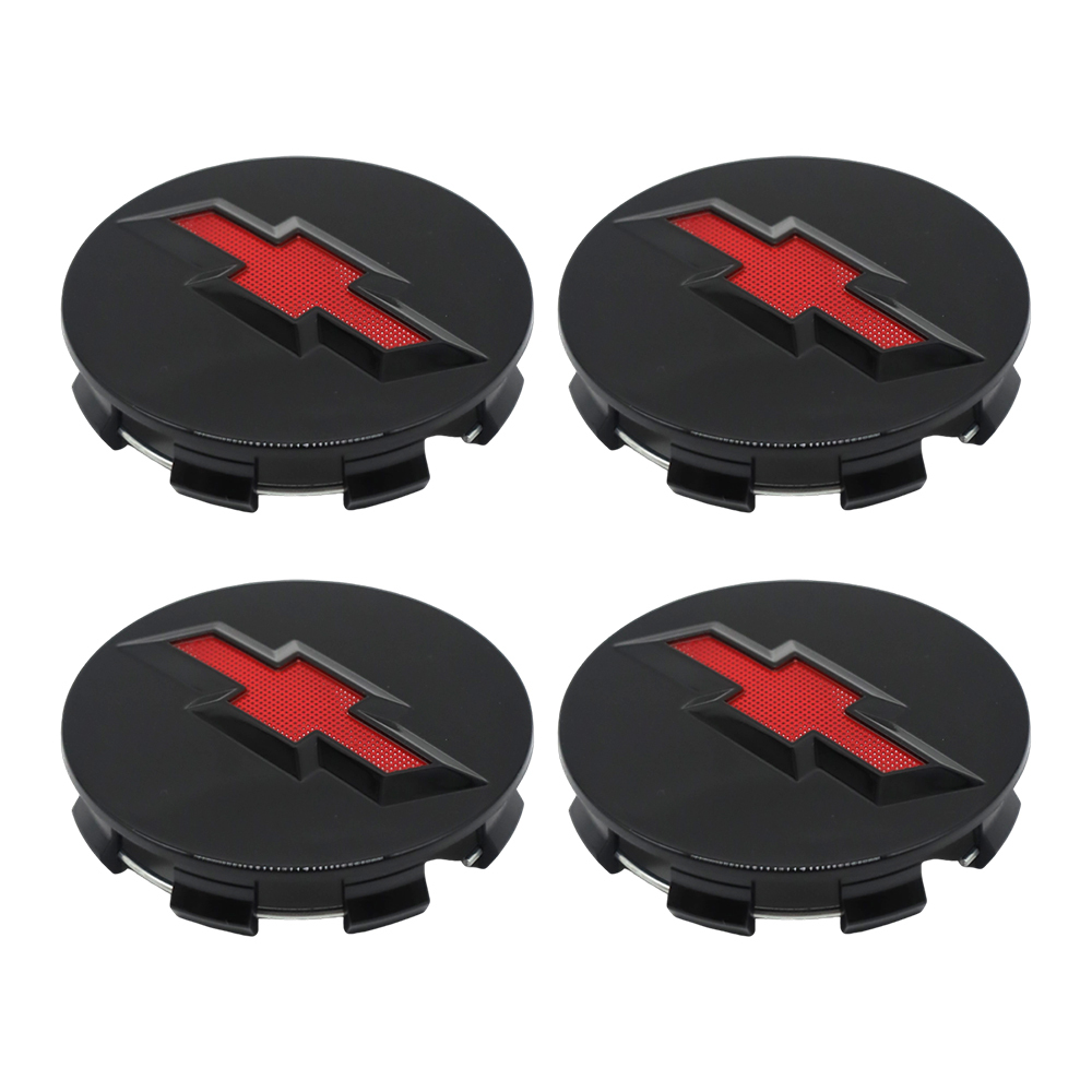 4Pcs 2014-2022 Suburban Silverado Tahoe ABS Plastic Wheel Center Caps Black Red Chevrolet 83mm