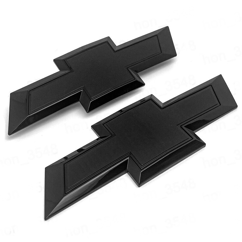 2015-2019 Silveado 1500 2500HD 3500HD ABS Plastic Front Rear Bowtie Emblem Gloss Black Chevrolet 23303574 22786435