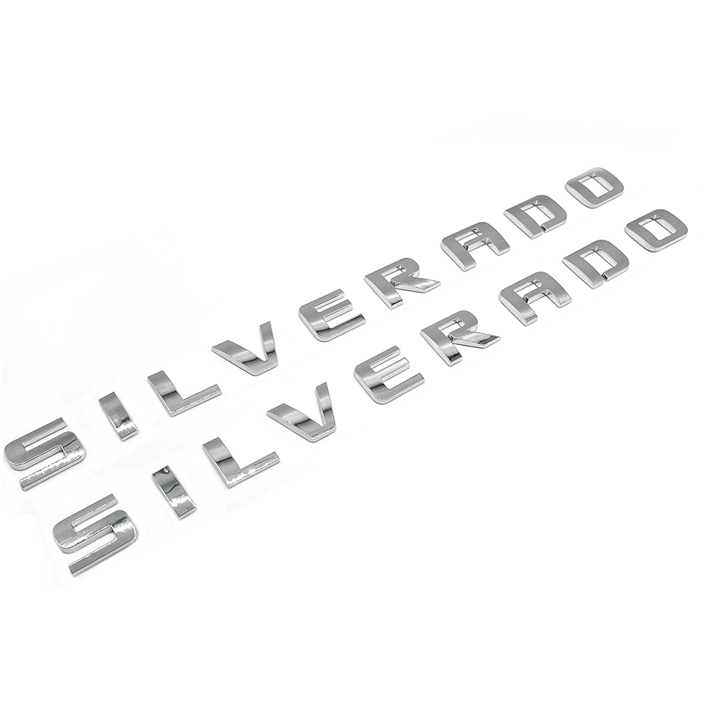 2pcs 2007-2018 Silverado 1500 2500 Plastic Front Rear Door Side Letters Chrome Chevrolet
