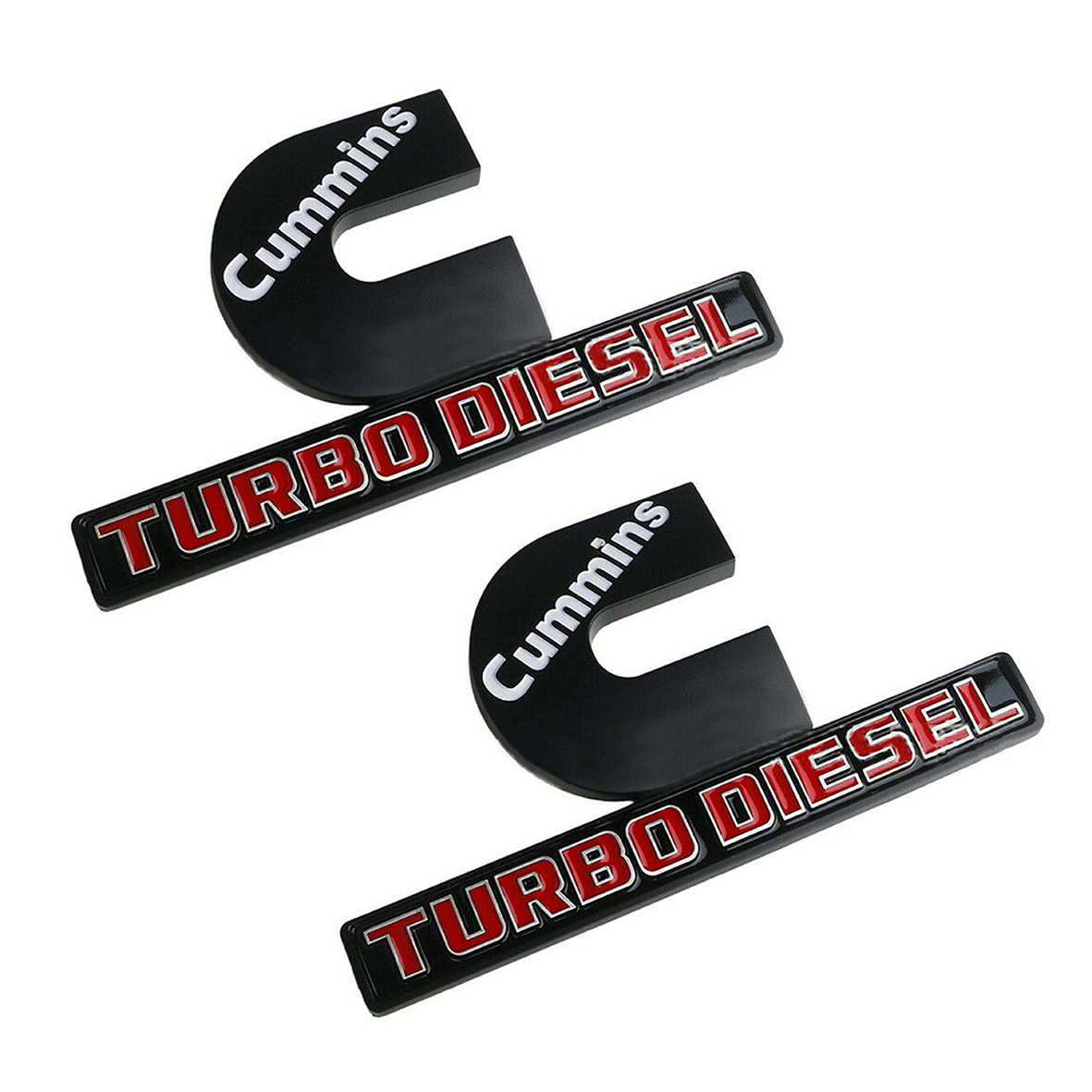 Dodge RAM 2500 3500 Side Fender Cummins Turbo Diesel Emblems Badges Left & Right Nameplates Matte Black Red 2PCS SET