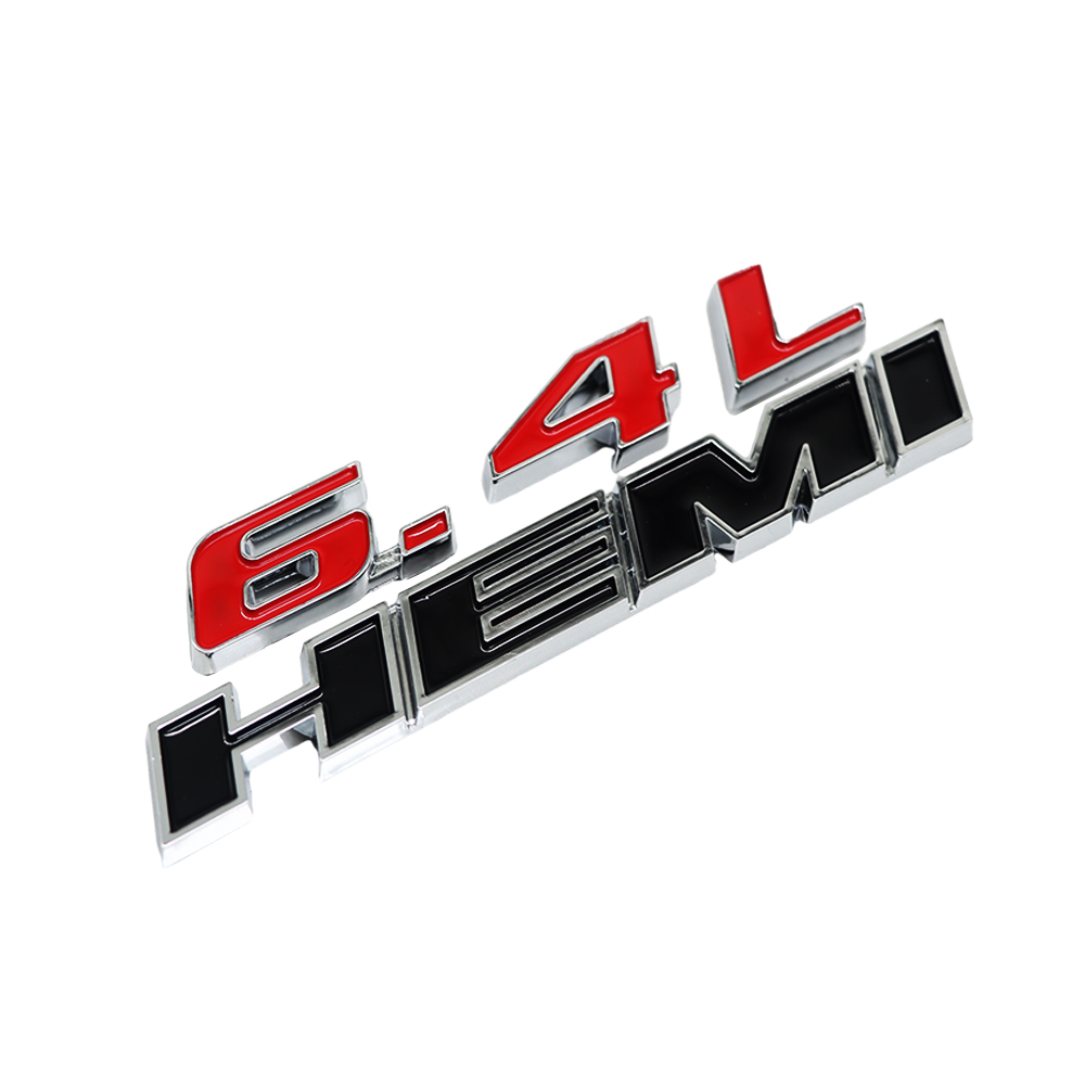 Dodge SRT Charger Challenger Durango 6.4 Hemi Emblems Side Fender Nameplate Badge 3D Stickers Decals Black Chrome Black Red 1PCS