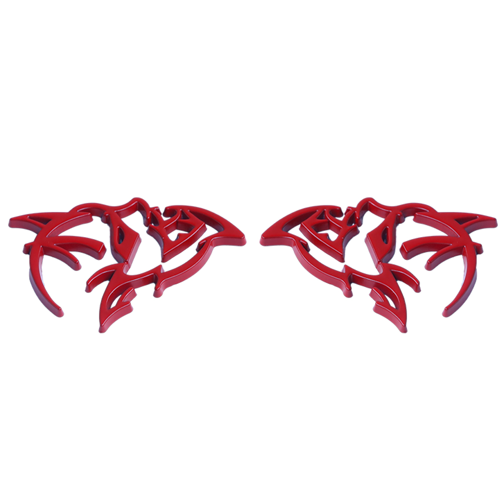 {Metal} Dodge SRT Charger Challenger Durango Hellcat Emblems Side Fender Devil Cat Nameplate Badge 3D Stickers Decals All Red 2PCS