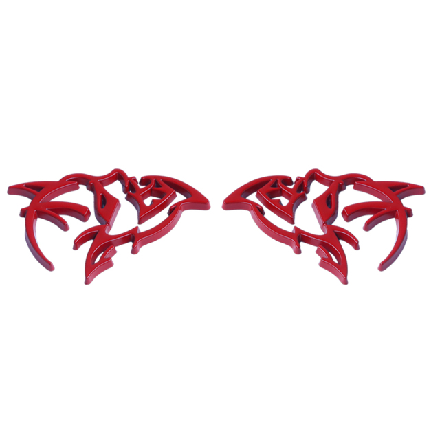 {Metal} Dodge SRT Charger Challenger Durango Hellcat Emblems Side Fender Devil Cat Nameplate Badge 3D Stickers Decals All Red 2PCS