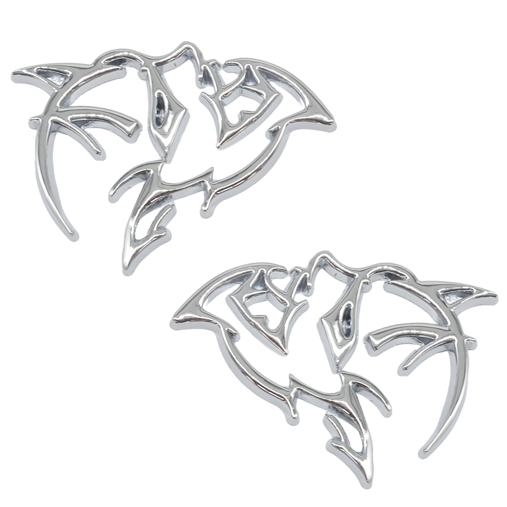 {Metal} Dodge SRT Charger Challenger Durango Hellcat Emblems Side Fender Devil Cat Nameplate Badge 3D Stickers Decals Chrome Silver 2PCS
