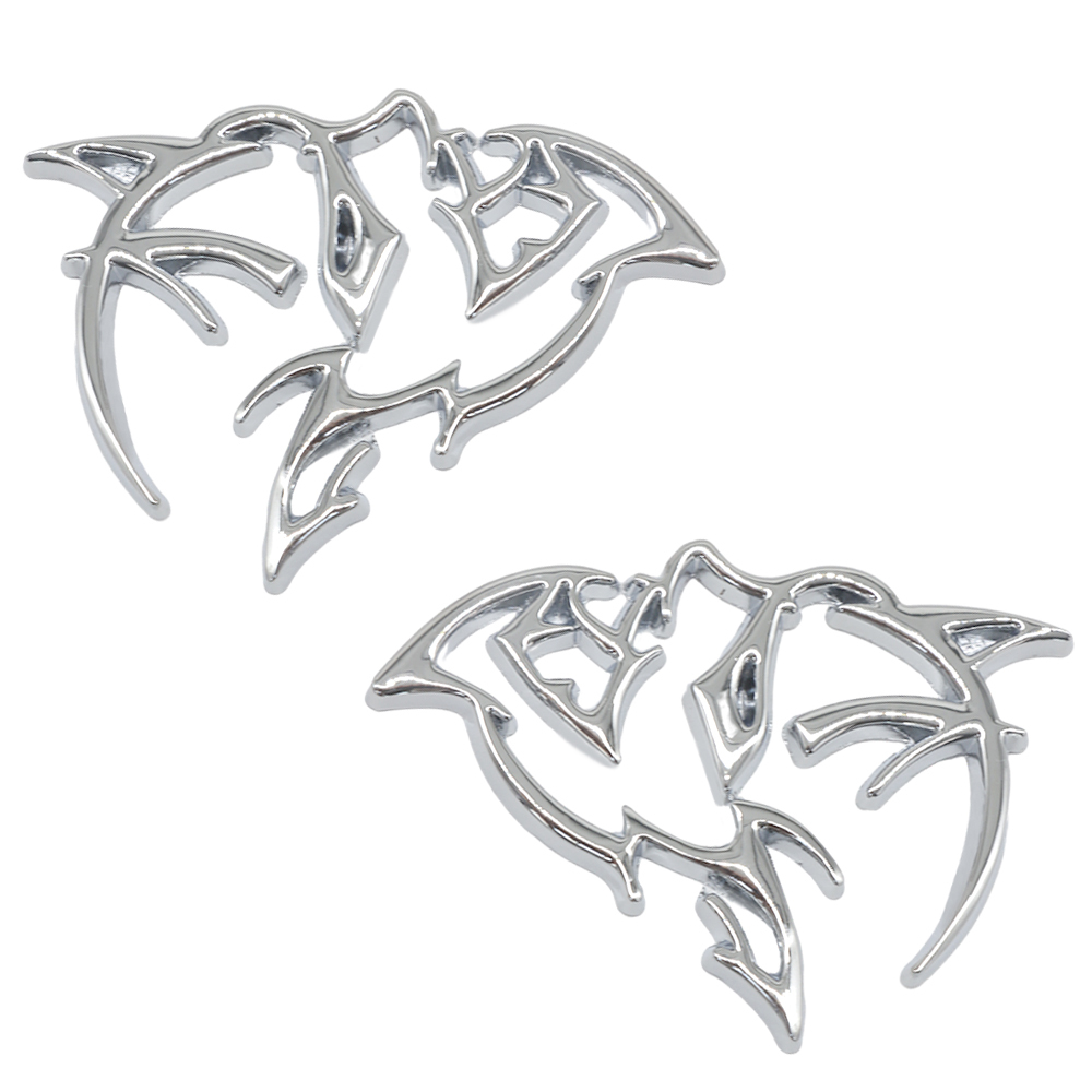 {Metal} Dodge SRT Charger Challenger Durango Hellcat Emblems Side Fender Devil Cat Nameplate Badge 3D Stickers Decals Chrome Silver 2PCS