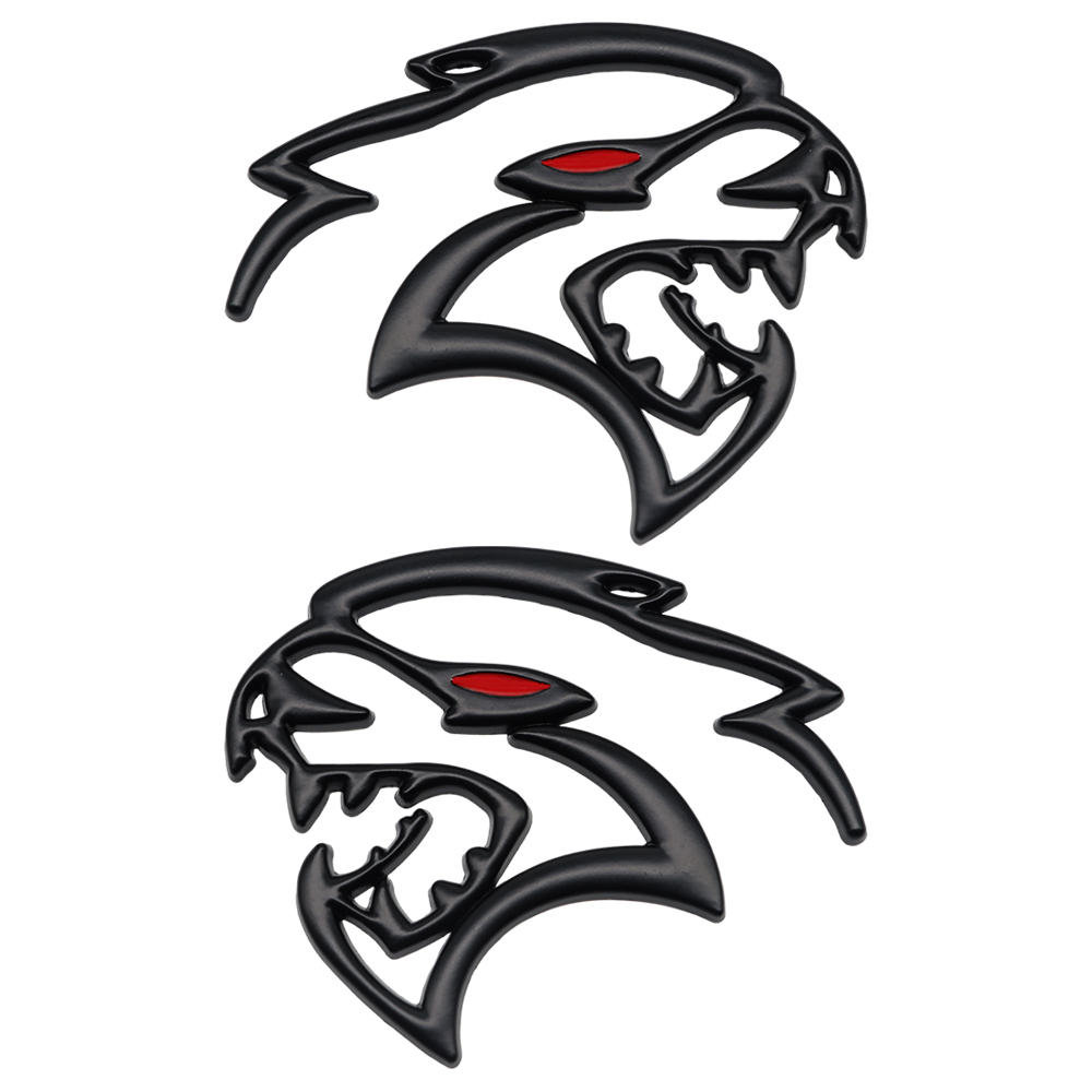 {Metal} Dodge SRT Charger Challenger Durango Red Eye Hellcat Emblems Side Fender Devil Cat Nameplate Badge 3D Stickers Decals Matte Black 2PCS