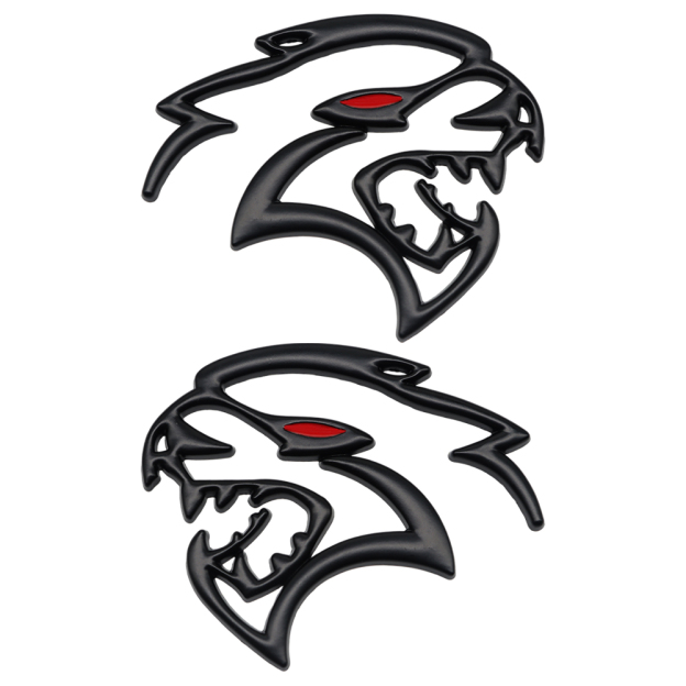 {Metal} Dodge SRT Charger Challenger Durango Red Eye Hellcat Emblems Side Fender Devil Cat Nameplate Badge 3D Stickers Decals Matte Black 2PCS