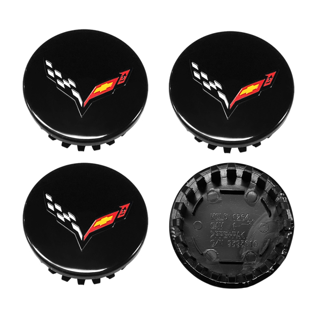 Gloss Black 68mm Wheel Center Cap for Chevrolet Corvette C6 2005-2013 | OE# 9595010