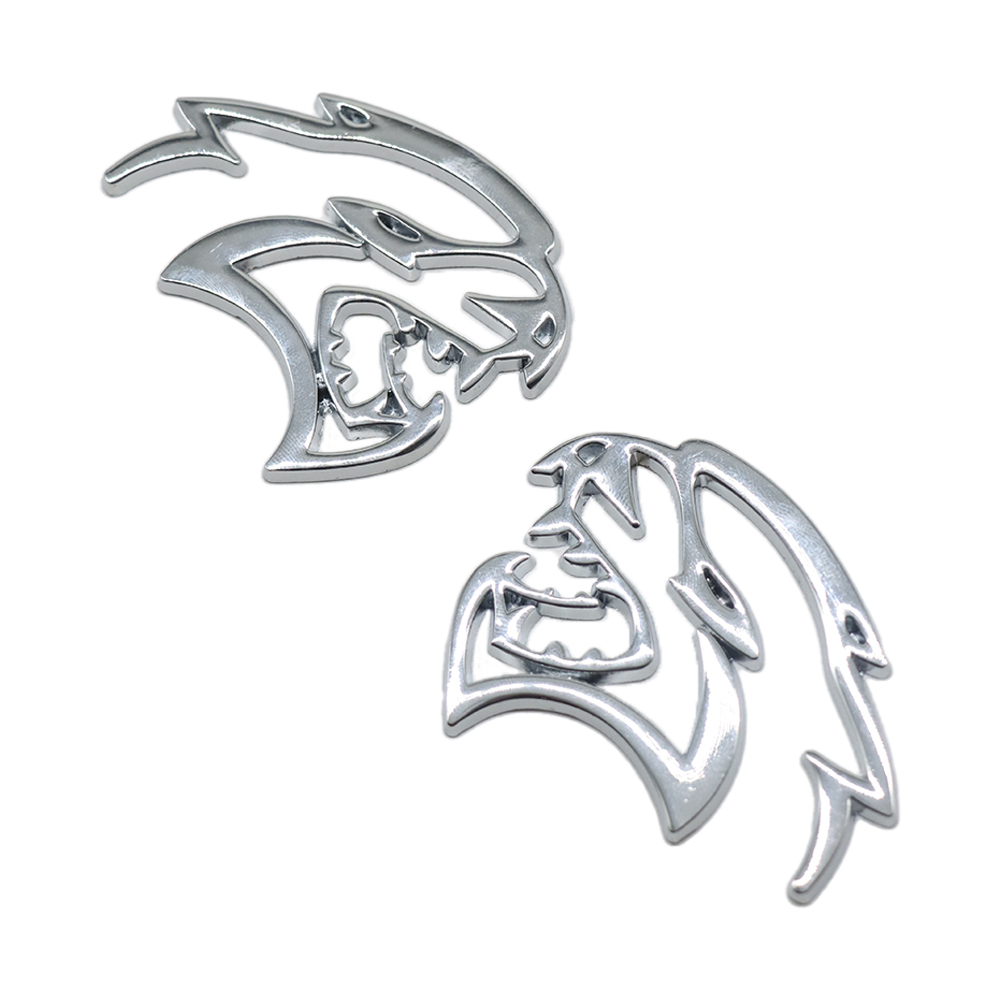 2PCS SRT Hellcat Devil Cat Charger Challenger Durango Side Fender Badge 3D Chrome Dodge 68394607AB