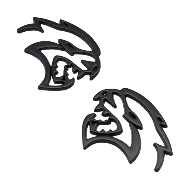 2PCS SRT Hellcat Devil Cat Charger Challenger Durango Side Fender Badge 3D Matte Black Dodge 68394607AB