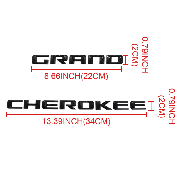 2Pcs 2014-2016 Grand Cherokee Plastic Door Letters Gloss Black Left Right Jeep