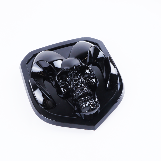 1Pc 2013-2018 Ram 1500 2500 3500 ABS Front Hood Emblem Gloss Black Dodge Ram Skull Head Front Grille Decal