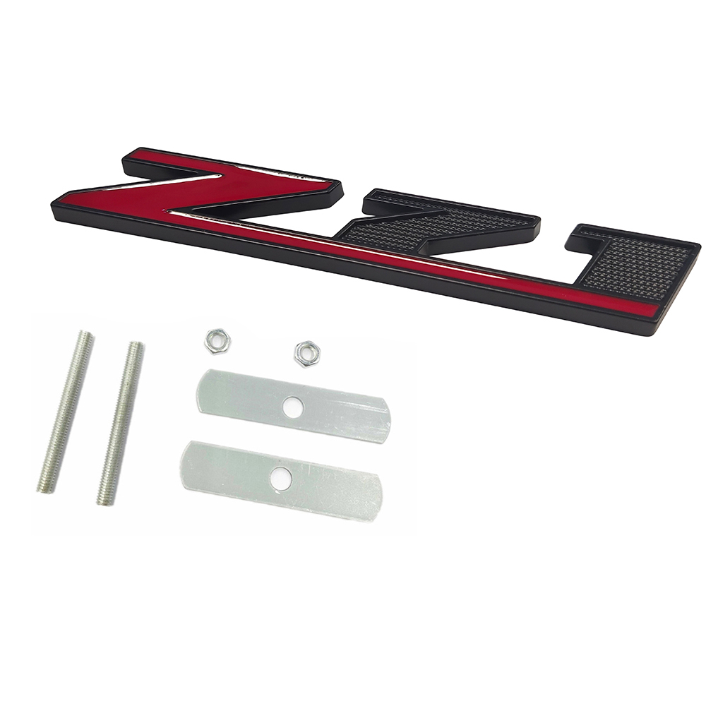 1PC Silverado Tahoe Colorado Suburban Zinc Alloy Z71 Front Grille Badge Black Red Bolt On Chevrolet