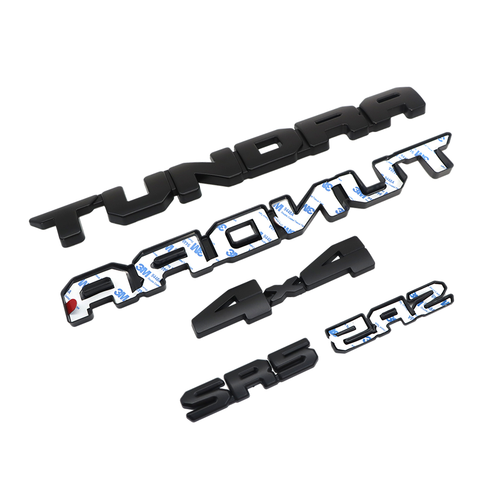 5PCS 2022-2025 Tundra 4X4 SR5 Plastic Door Side Rear Trunk Overlay Emblem Matte Black Toyota