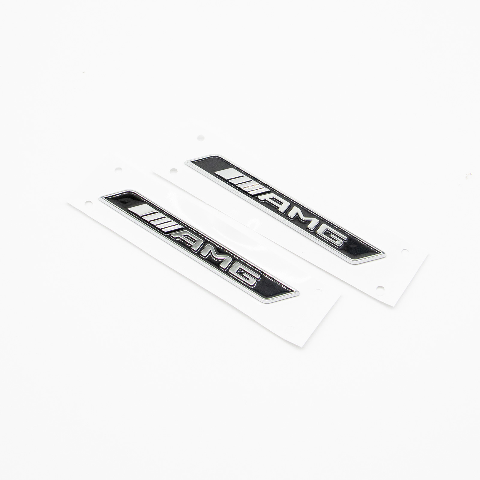 2Pcs AMG Special Edition Badge Side Fender Chrome Black Benz