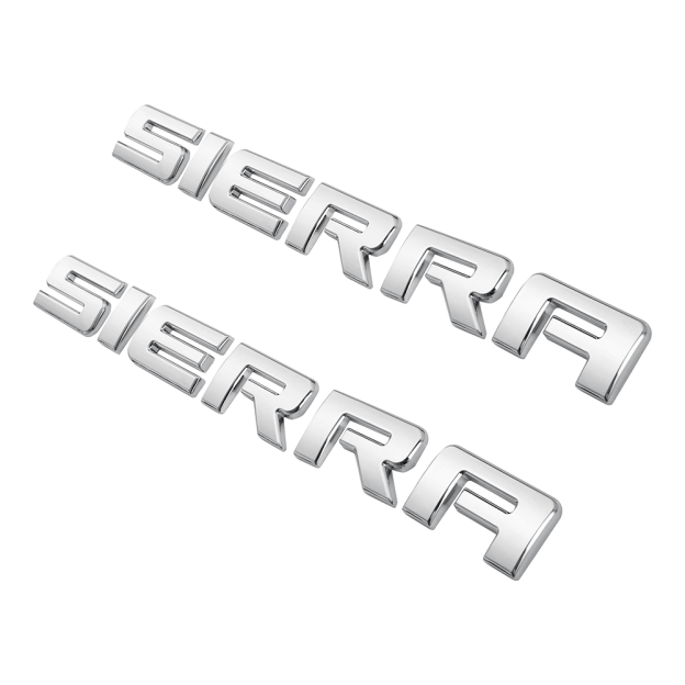 2Pcs 2007-2020 Sierra ABS Plastics Door Side Letter Glossy Silver GMC