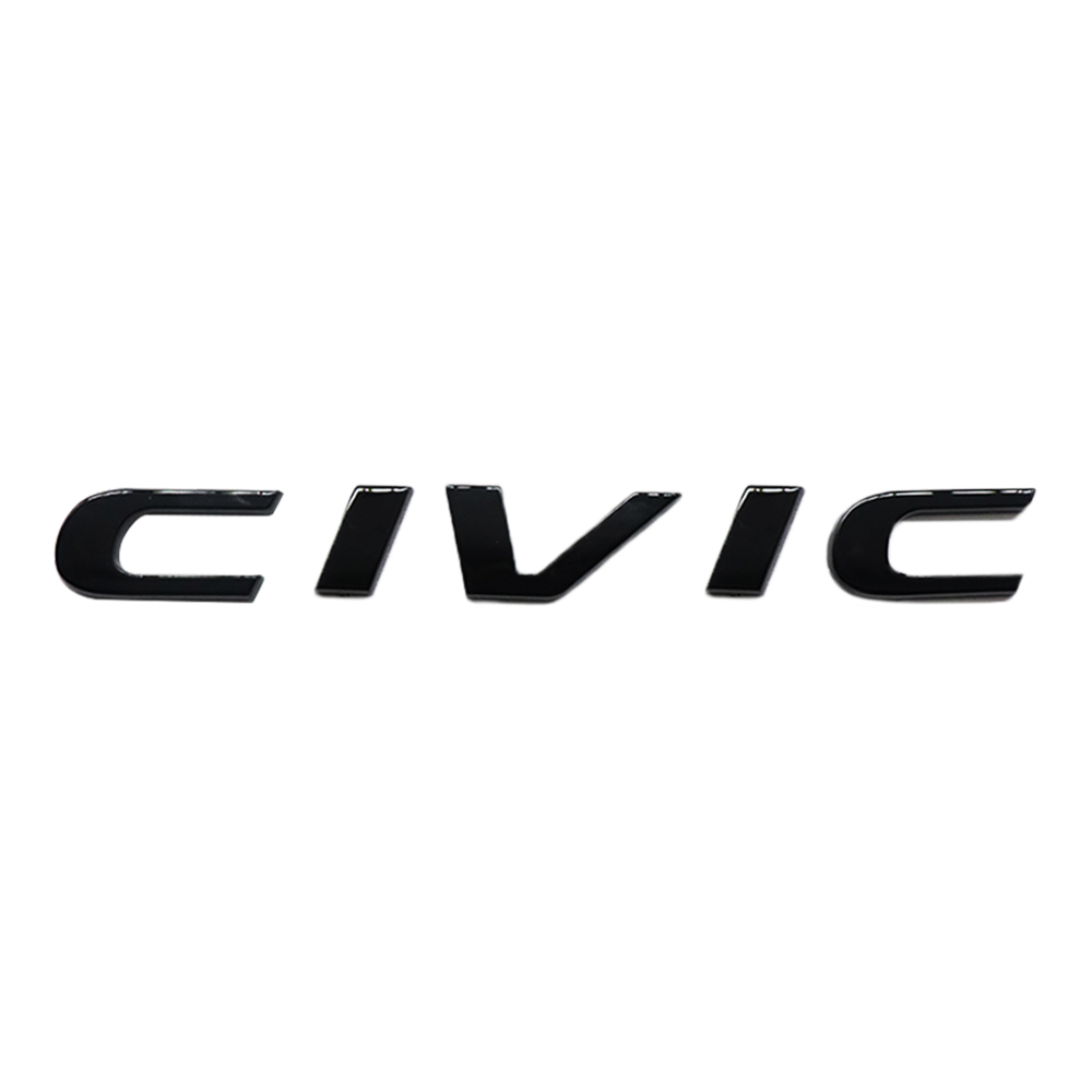 1Pcs 2015-2021 Civic ABS Plastics Rear Adhesive Letter Gloss Black Honda 75722-TBA-A00