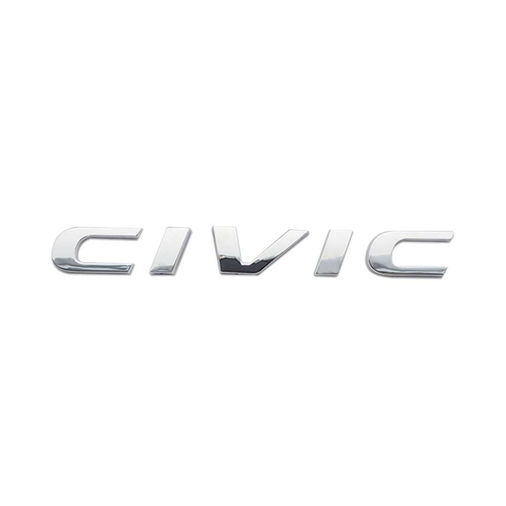 1Pcs 2015-2021 Civic ABS Plastics Rear Adhesive Letter Gloss Silver Honda 75722-TBA-A00