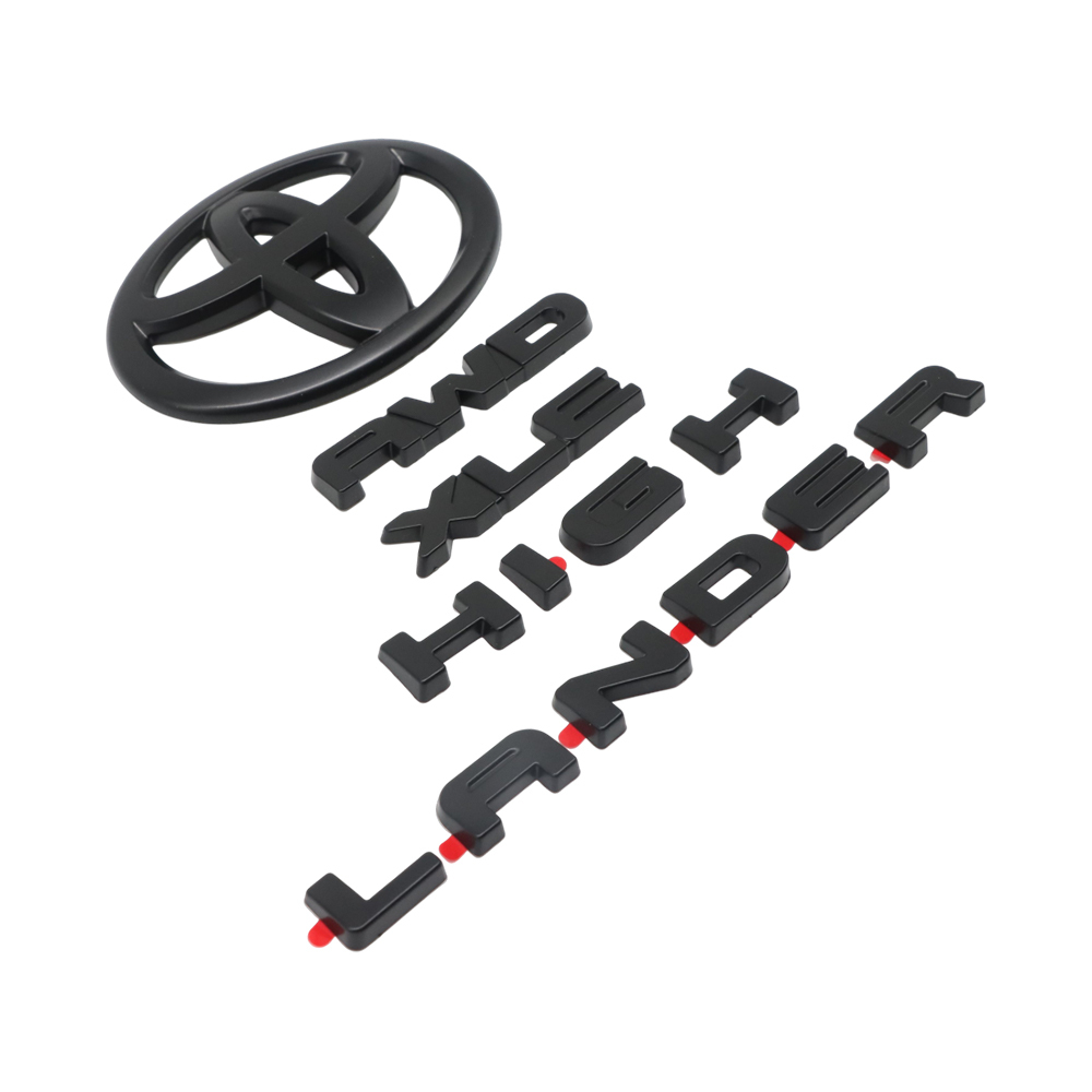 4Pcs 2020-2025 Highlander AWD XLE ABS Plastic Rear Liftgate Overlay Emblem Matte Black Toyota PT948-4820A-02