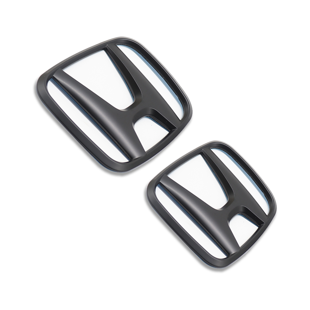 2Pcs 2015-2021 Civic Plastic Front Grille Rear Emblem Matte Black Honda 75722-TBA-A00