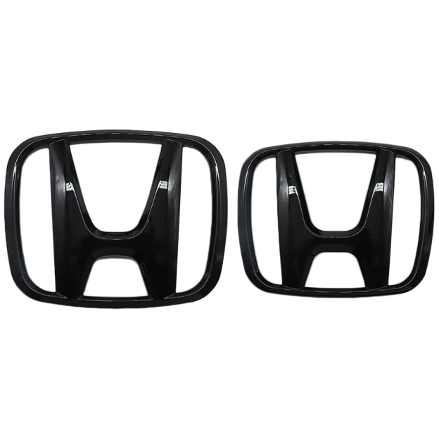 2Pcs 2015-2021 Civic ABS Overlay Front Grille Rear Emblem Gloss Black Honda 75722-TBA-A00