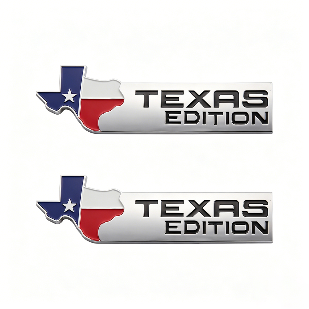 2Pcs Universal Plastic Texas Edition Door Fender Side Rear 3D Badge Silver Chevrolet