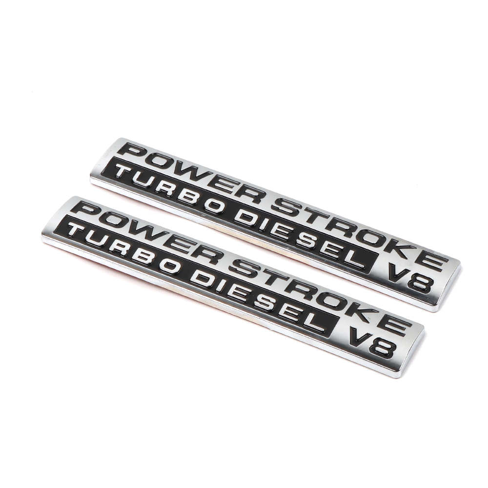 2pcs For 05-10 POWER STROKE Turbo DIESEL V8 Door Side Fender Badge Chrome Black Ford 5C3Z9942528AA