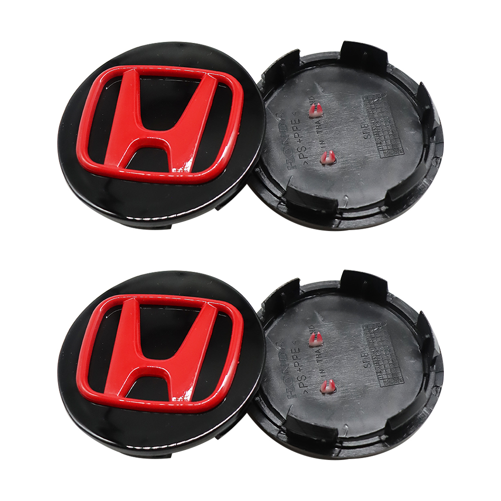 4Pcs 1999-2015 Civic ABS Wheel Hub Rim Center Caps Black Red Honda 44732-S0X-A000