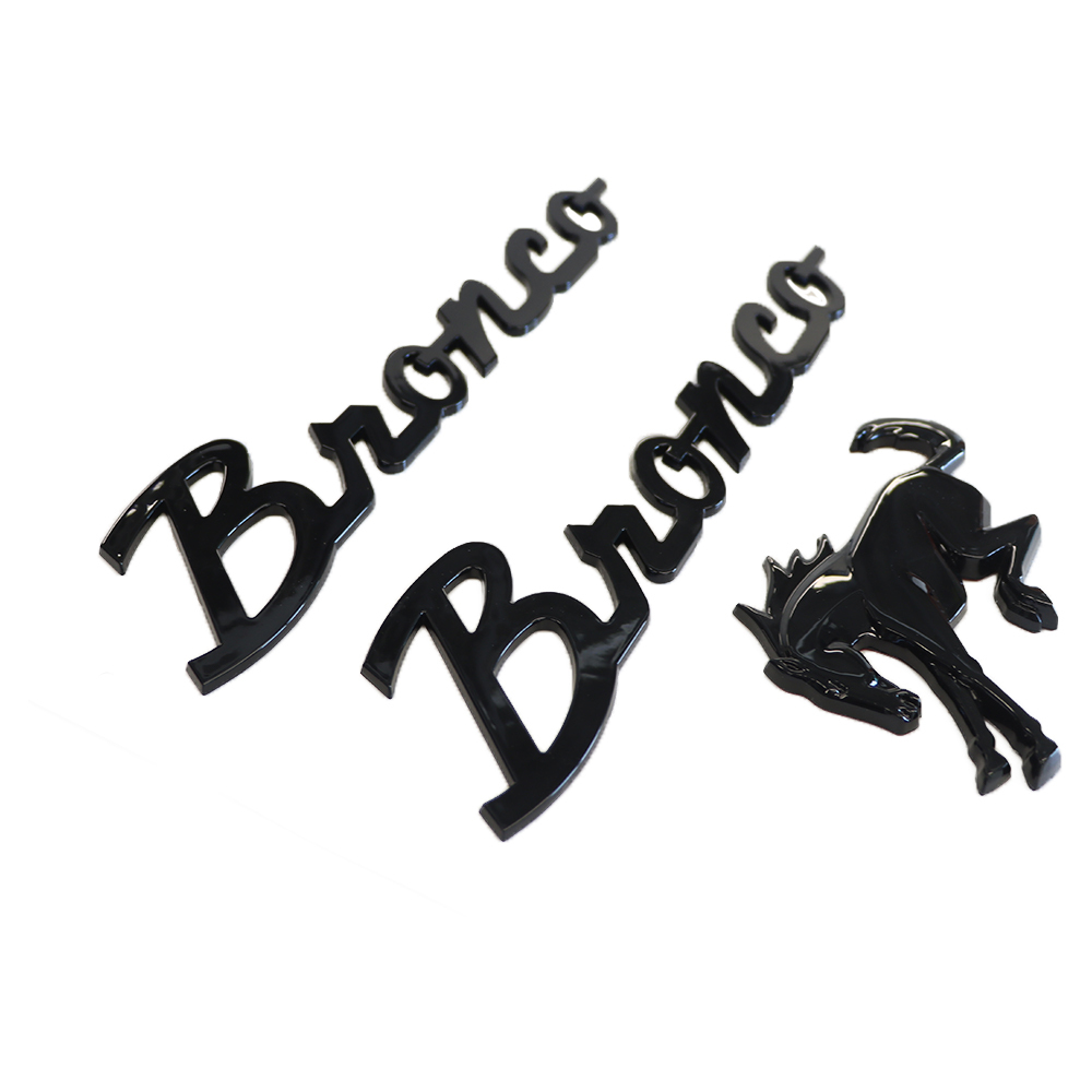 3Pcs For 2021-2026 Bronco Left Right Tailgate Emblem Kit Badge Gloss Black Set Ford M-1447-BRMB