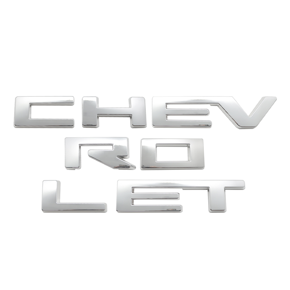 2022-2026 Silverado Custom ABS Plastic Front Grille Overlay Letter Gloss Silver Chevrolet