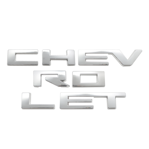 2022-2026 Silverado Custom ABS Plastic Front Grille Overlay Letter Gloss Silver Chevrolet