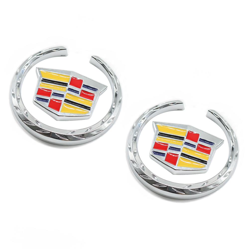 2PCS Escalade ATS CTS SRX XLR ATX Metal Fender Marker Door Emblem Sport V Chrome Cadillac