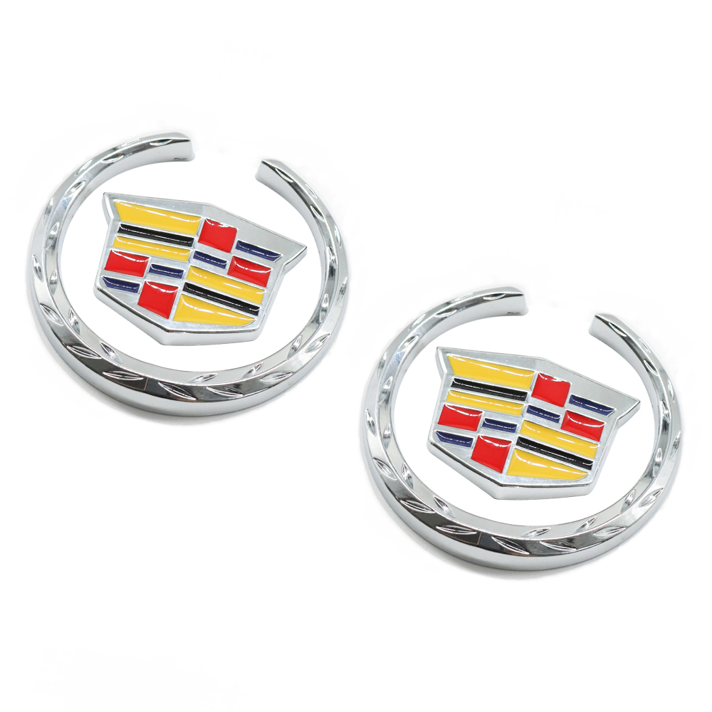 2PCS Escalade ATS CTS SRX XLR ATX Metal Fender Marker Door Emblem Sport V Chrome Cadillac