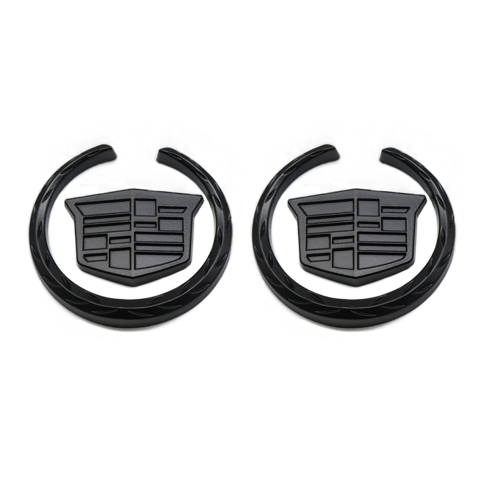 2PCS Escalade ATS CTS SRX XLR ATX Metal Fender Marker Door Emblem Sport V All Black Cadillac