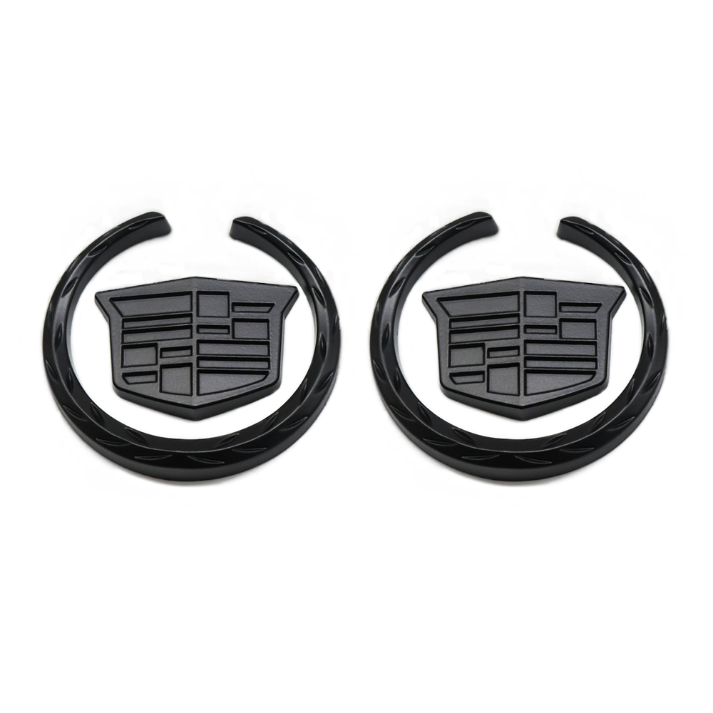 2PCS Escalade ATS CTS SRX XLR ATX Metal Fender Marker Door Emblem Sport V All Black Cadillac